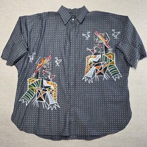 Dilemma New York Women's Vtg Abstract‎ Art Button Down T Shirt Top 2XL NWT